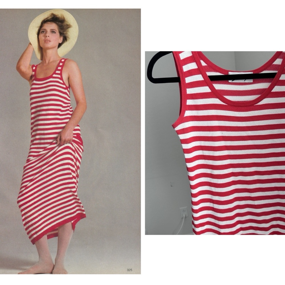 Moving sale | Genny Made in Italy Red and White Striped Tank Top US6